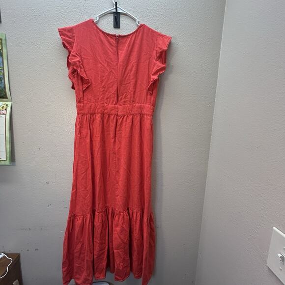 For Cynthia SZ M Linen Blend Maxi Dress Lagenlook Coastal Cottagecore Flutter - Picture 12 of 13